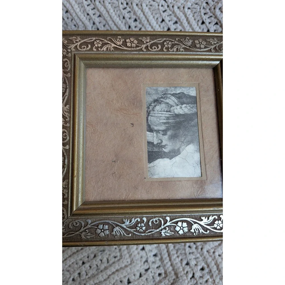 Vintage Ornate Gold Floral Square Frame Classical Sketch Art Renaissance Style
